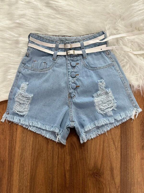 Short jeans /Short Rasgada/Short mom com cinto/Short Femininas