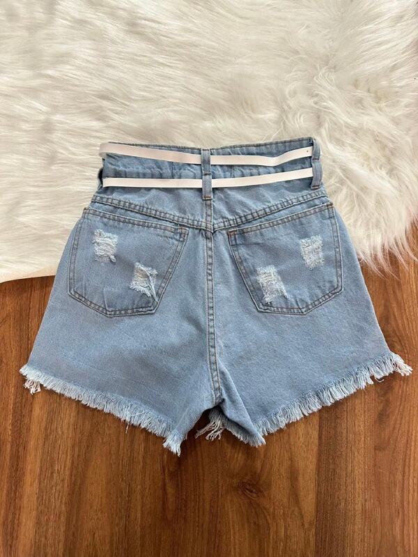 Short jeans /Short Rasgada/Short mom com cinto/Short Femininas