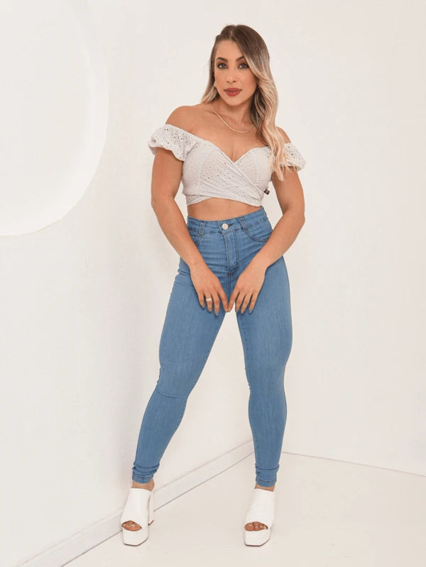 Calça Leg Jeans Muito Elastano