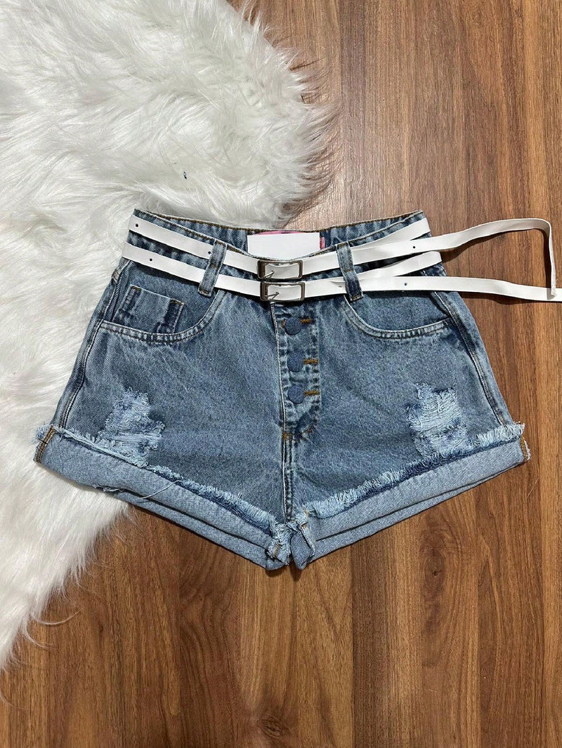 Short jeans /Short Rasgada/Short mom com cinto/Short Femininas