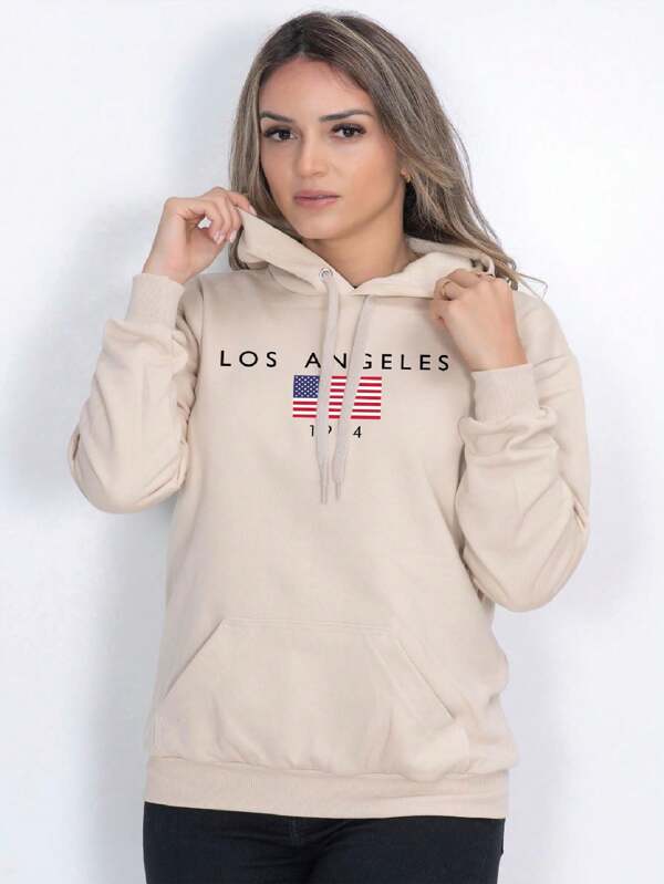 Moletom Feminino Los Angeles Blusa de Frio Canguru