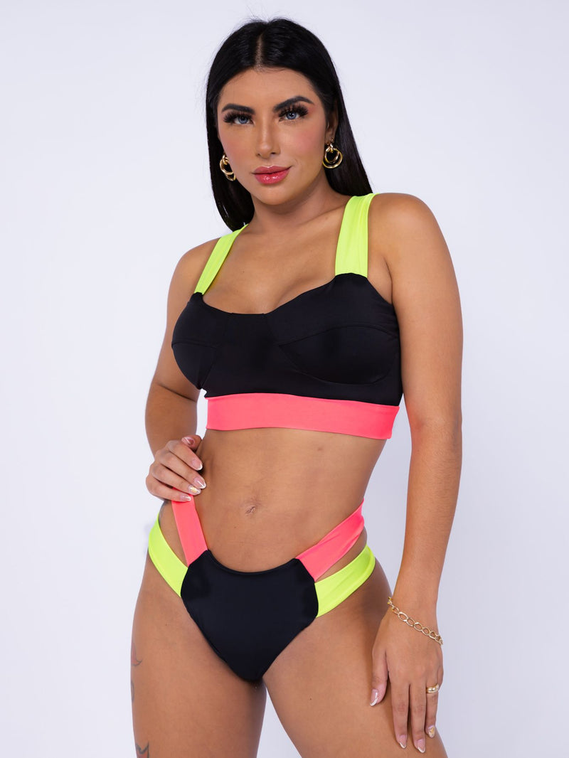 BIQUINI Asa Delta COLORIDO Bicolor Com Bojo Calcinha Asa Delta Moda Gringa Roupa Feminina Moda Praia