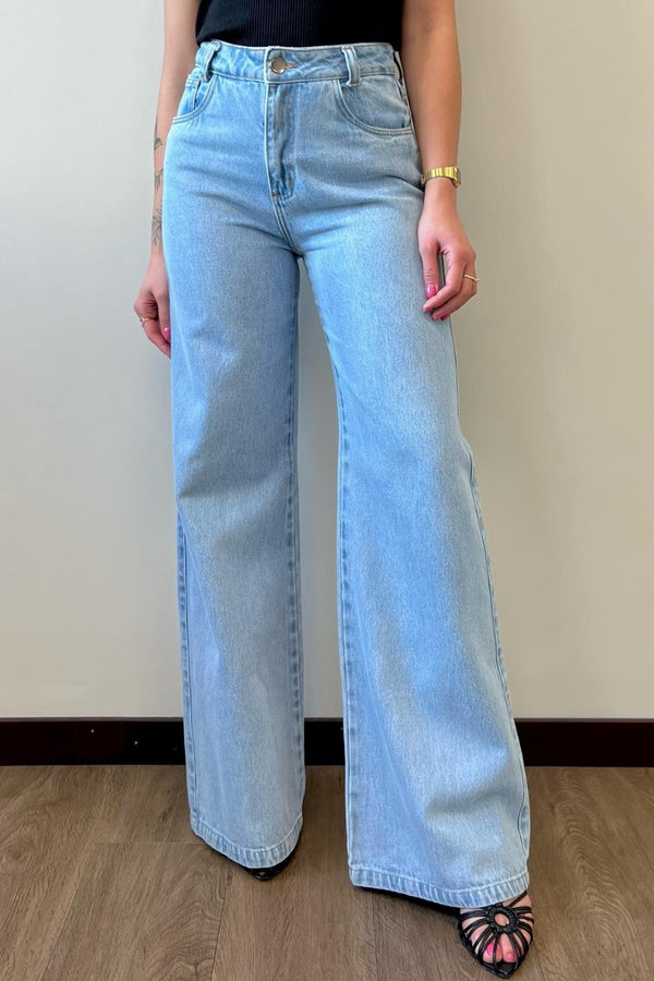 Calça Wide Leg Jeans Clio Jeans Claro